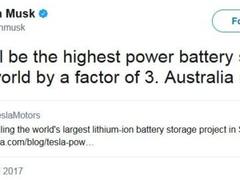 特斯拉建全球最大锂电池储能系统 可支持3万户家庭用电